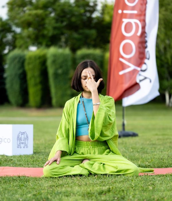 Woman in a calm yoga pose symbolizing inner harmony.